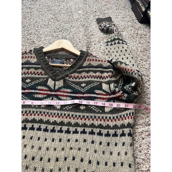 Abercrombie And Fitch Men’s Sweater Size Large V- Neck Marino Wool Blend - Picture 3 of 6